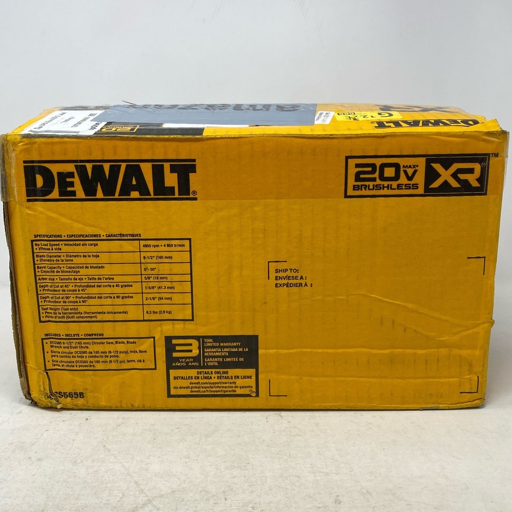 DEWALT 20V MAX XR 6-1/2" Brushless Circular Saw DCS565B Tool Only