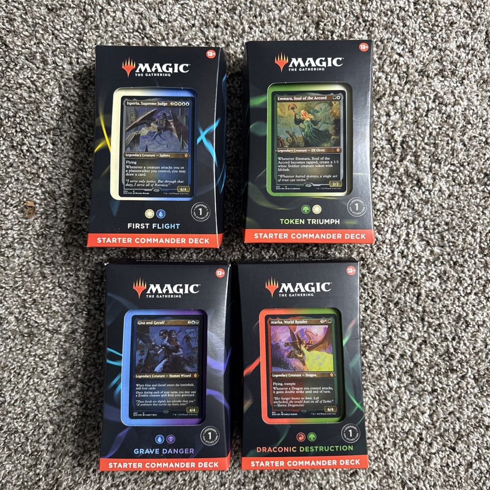 Magic: The Gathering Starter Commander Deck Bundle – Includes 4 Sealed Decks