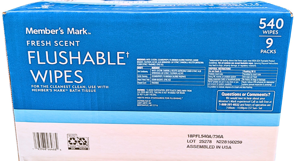 Member's Mark Flushable Wipes Fresh Scent 540 Count