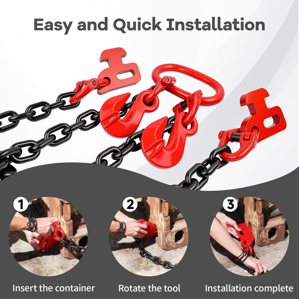 G80 Container Loading Chain (1/2" X 5') - 8800 Lbs Capacity, Hot Dip Galvanized