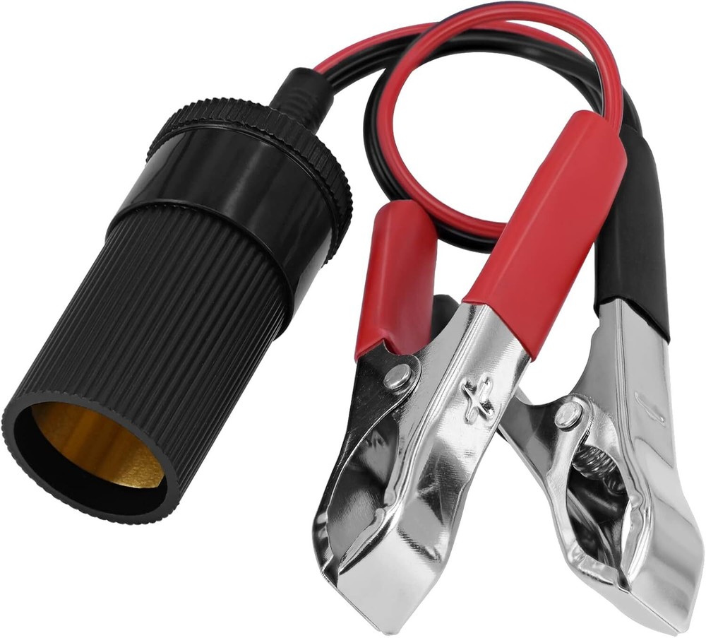 2xCar Battery Alligator Clamp Cable Clip Cigarette Lighter Adapter Socket 12V US