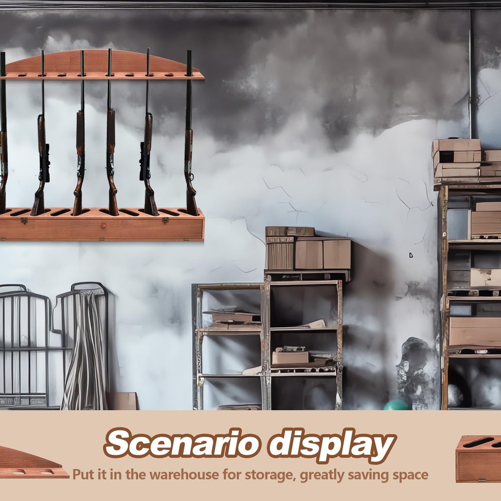 with Lockers 10 Gun Holders Solid Pine Wall Mounted Gun Storage Rack Rifle Rack.