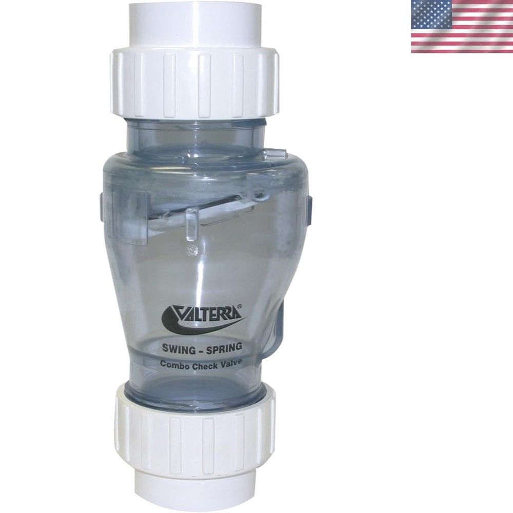 PVC Swing/Spring Combination Check Valve, Clear, 2" Union