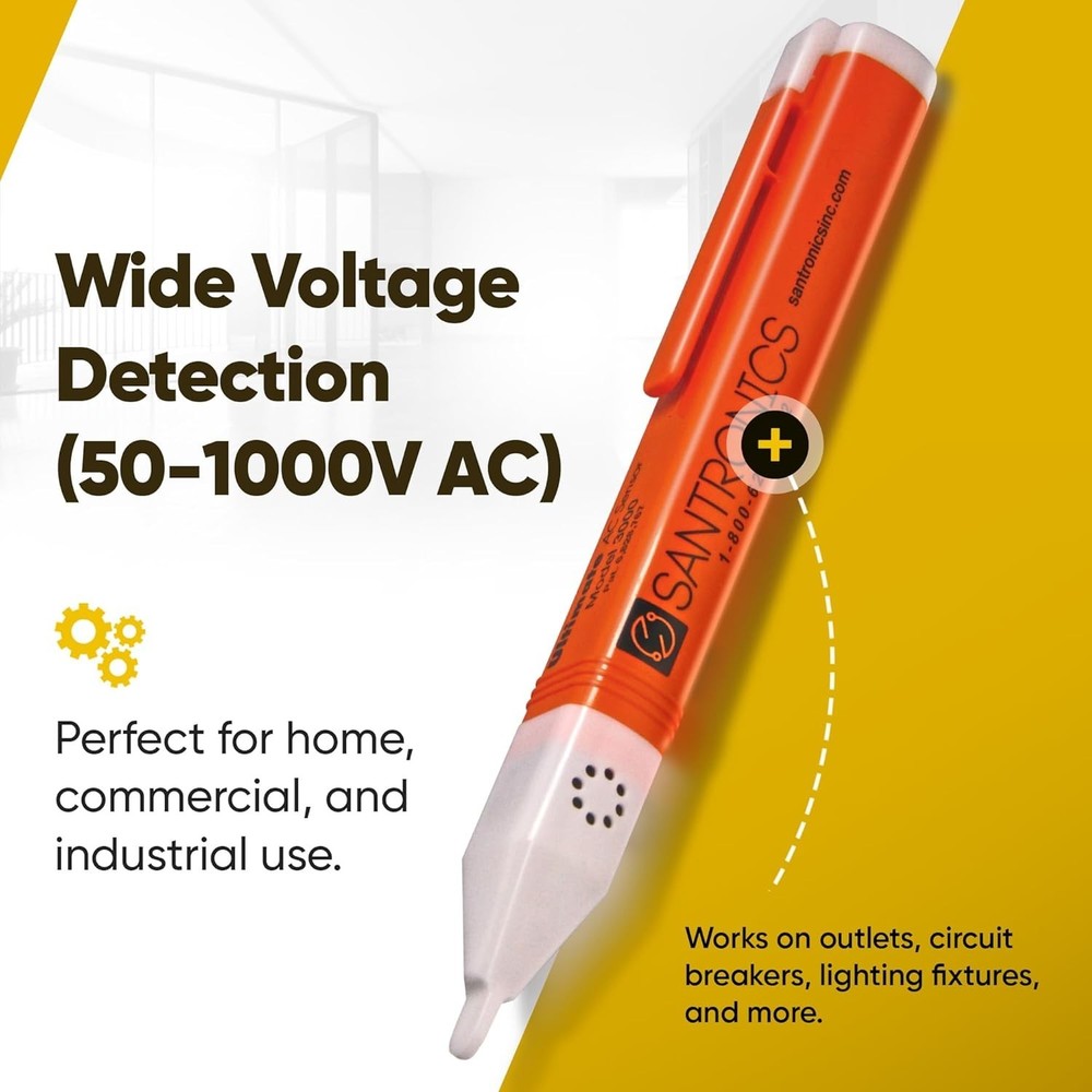 High-Intensity AC Voltage Tester with Audio/Visual Alerts - Compact & Reliable