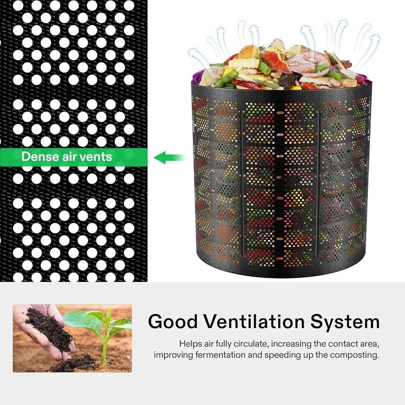 Large Capacity Compost Bin Durable HDPE Composting System Easy Assembly Reusable