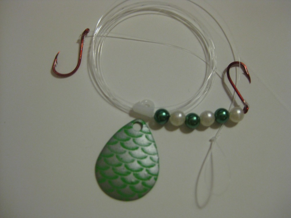 Walleye 2 Hook Spinner Rigs Crawler Harness (Green Scale)