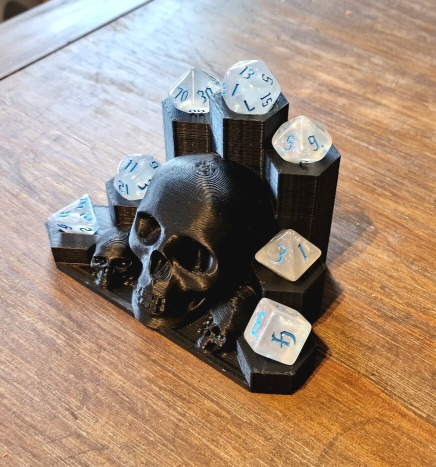 Dice Holder Set Skulls Display Stand