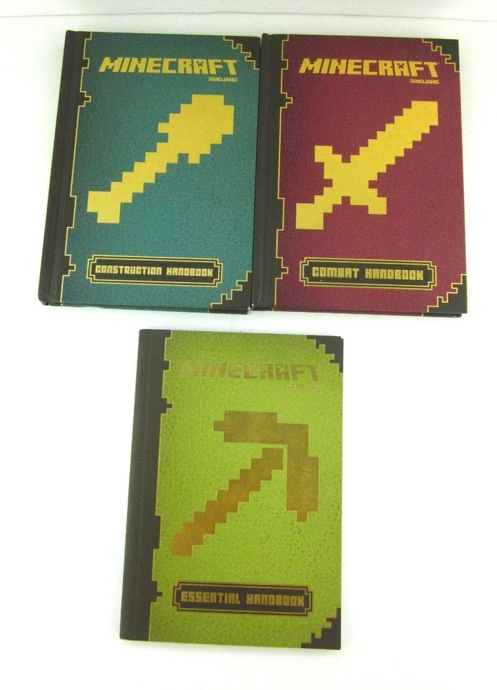 3 Minecraft Books Essential, Combat, Construction Handbooks