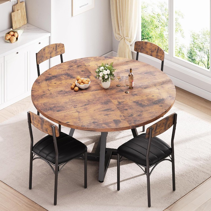 42“Round Kitchen Dining Room Table for 2-4, Circle Dining Dinner Table Pedestal