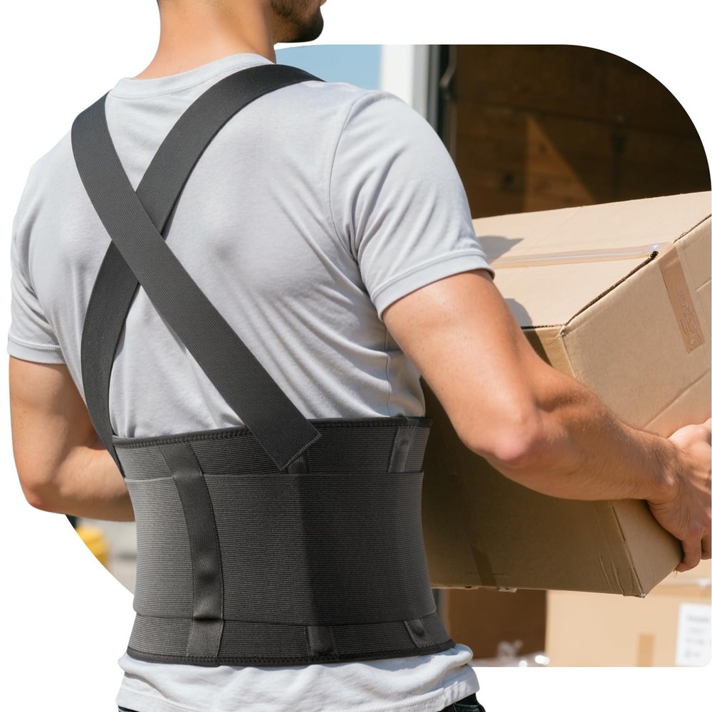 Plus Size Work Back Brace for Men & Women, Adjustable Lower Back Support Belt...
