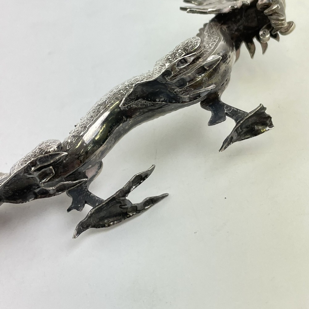 Antique Chinese Export Solid Silver Dragon Figures Miniature Possibly Wang Hing
