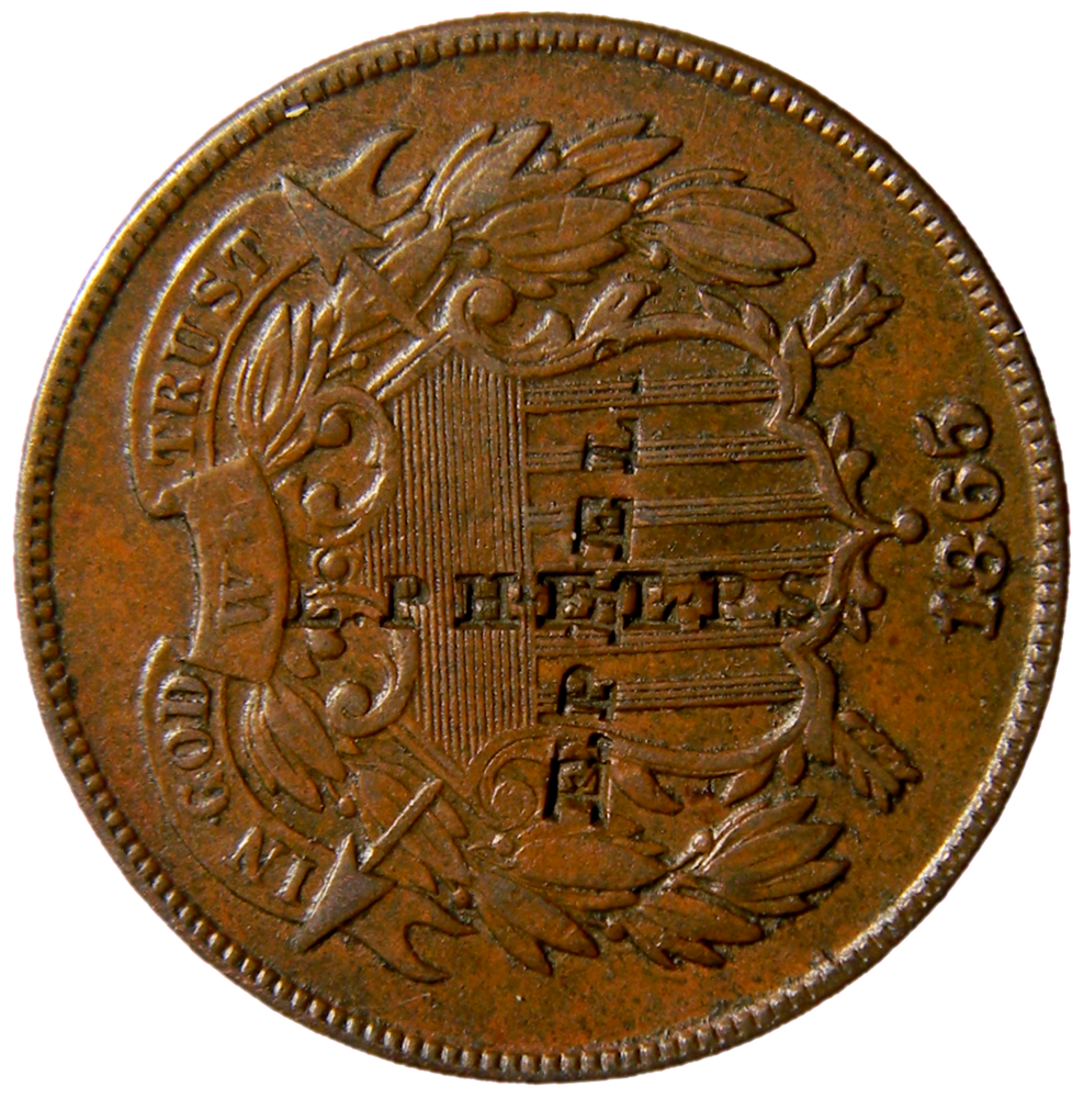 1865 2 Cents E Phelps Counterstamp (02801)
