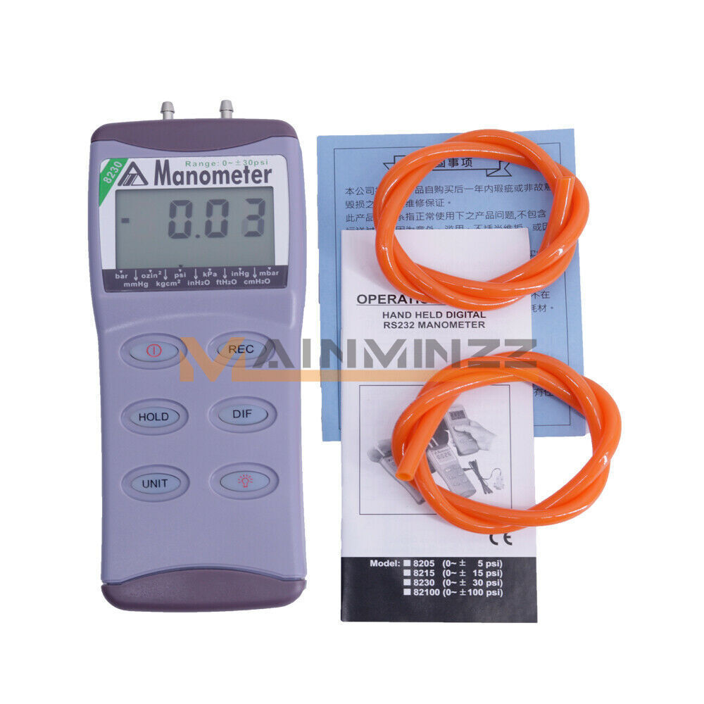 1pc AZ8230 Digital Differential Pressure Meter Manometer Range 0~30psi