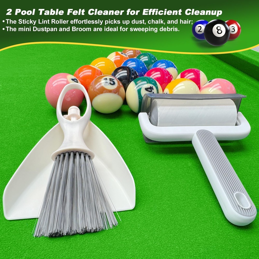 Billiard Pool Table Accessories Kit 10 Piece Set with 2 Pool Table Brushes,2 ...