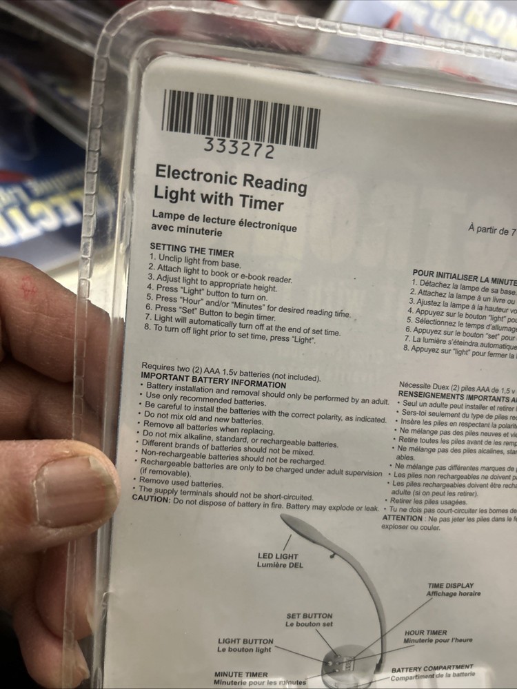 4 X Electronic LED Book E-Reader Clip On Reading Light Lamp with Timer Lies Flat