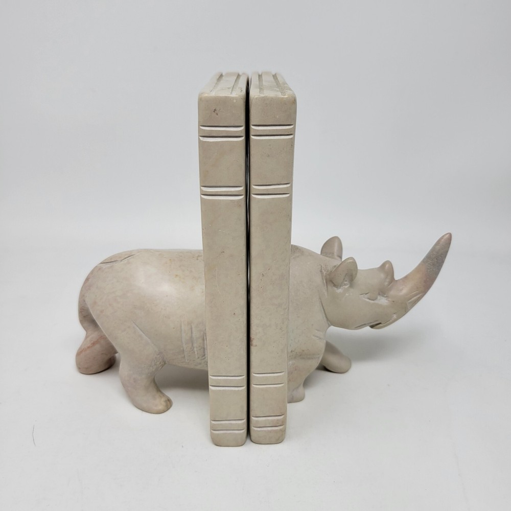 Rhinoceros Soapstone Bookends