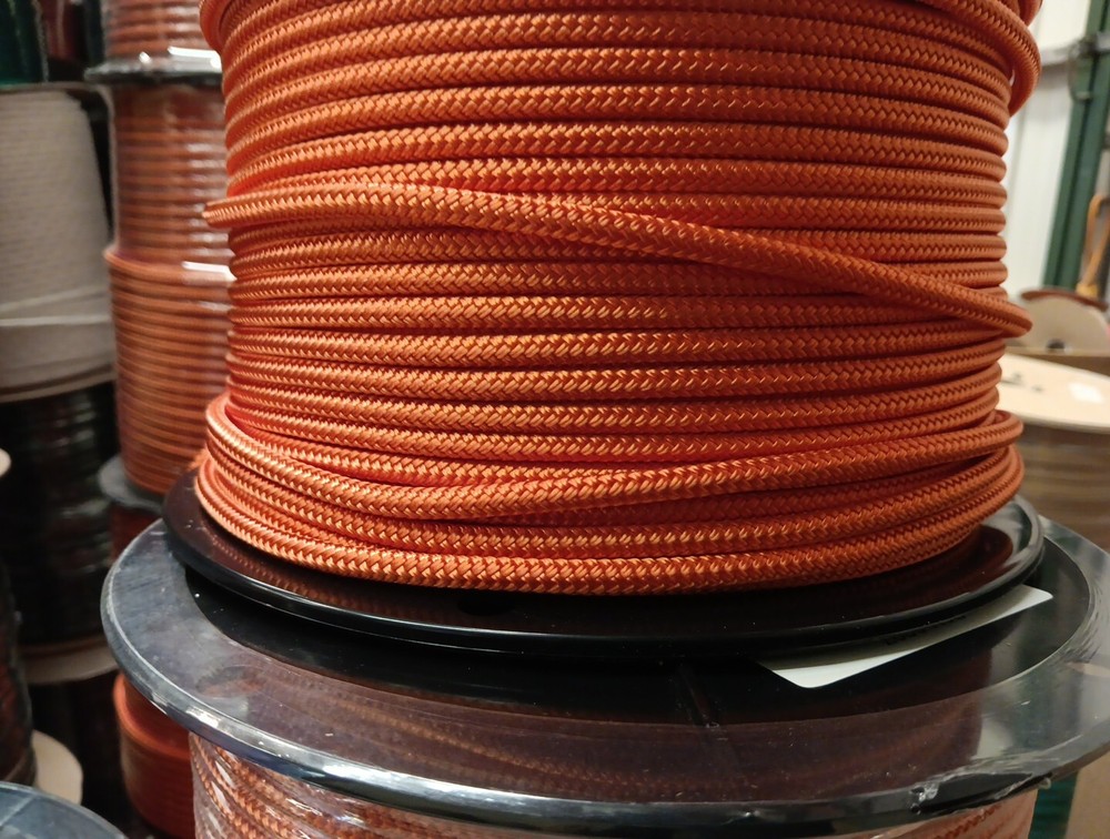 1/4 x 100 ft. Double Braid-Yacht Braid polyester rope. Burnt Orange