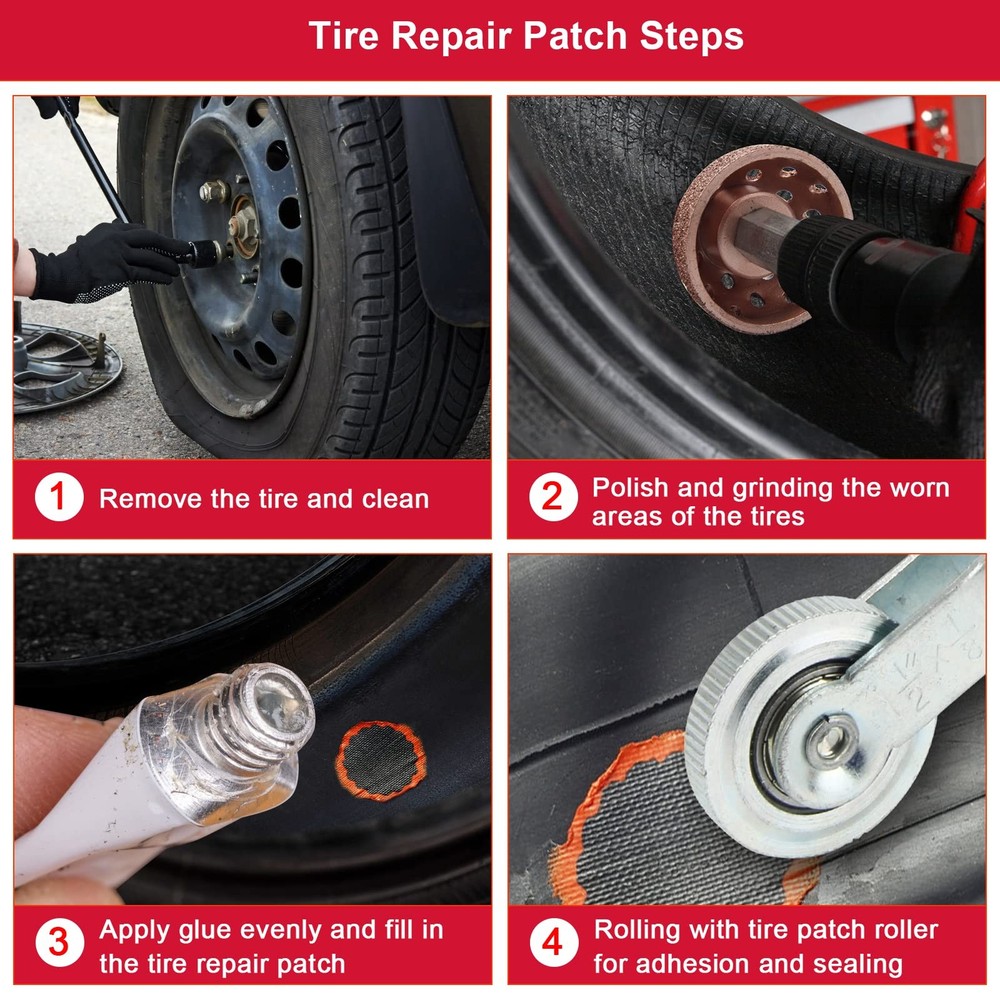 Anglekai 2Pcs Tire Repair Patch Tools, Strong Roller Kit/Repair...