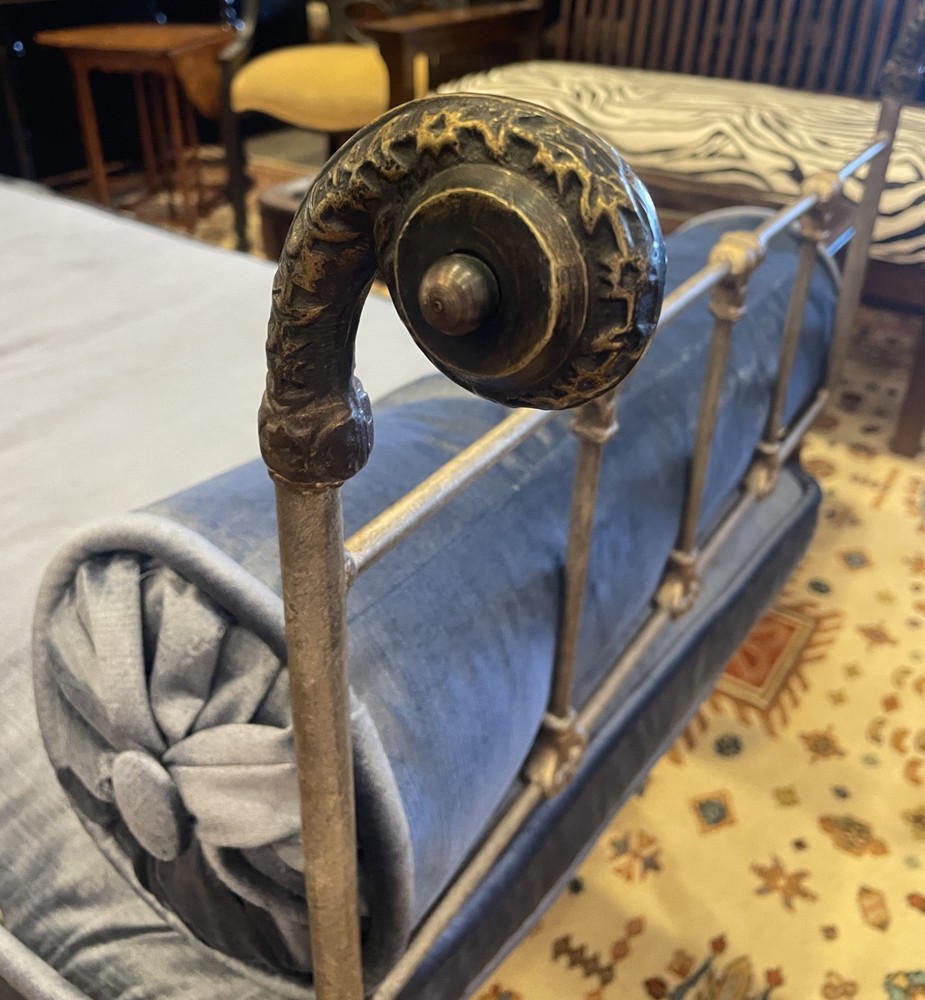 Iron Bench with Velvet Cushion