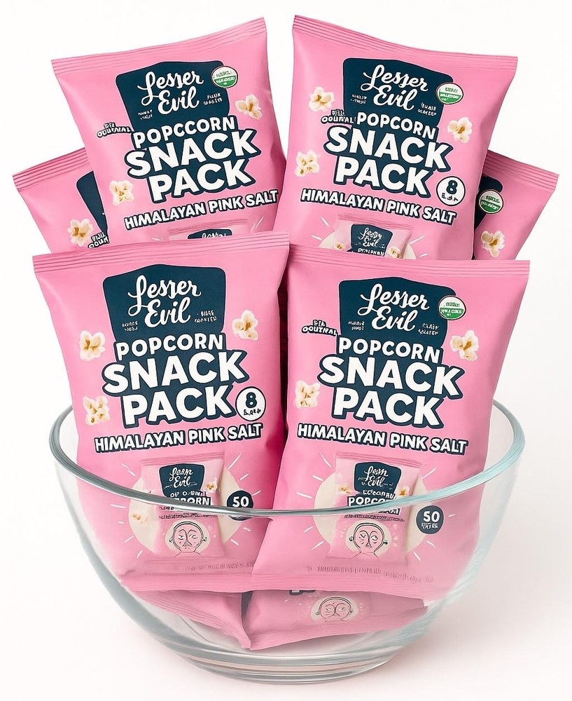 Lesser Evil Organic Himalayan Pink Salt 8 Pack Popcorn 0.46 oz - 2 Pack