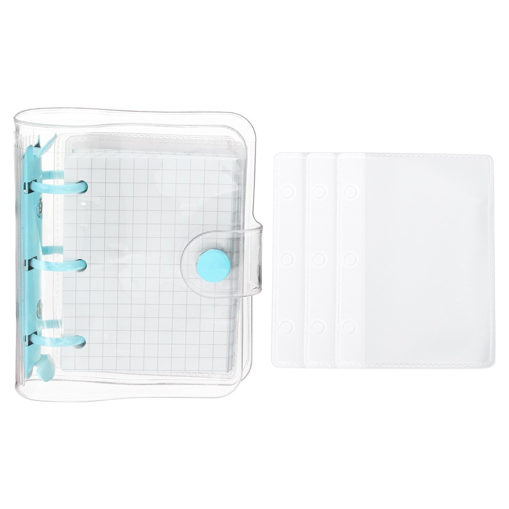Clear 3 Ring Binder Cover, PVC Notebook Binder Refillable Loose Leaf, Blue