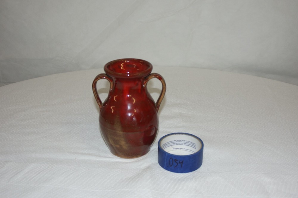 Ruby Red and Brown Two-Handled Vase