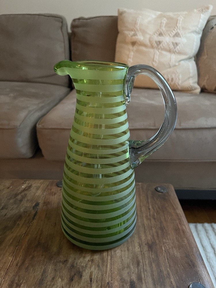 Pottery Barn Glass Stripe Pitcher