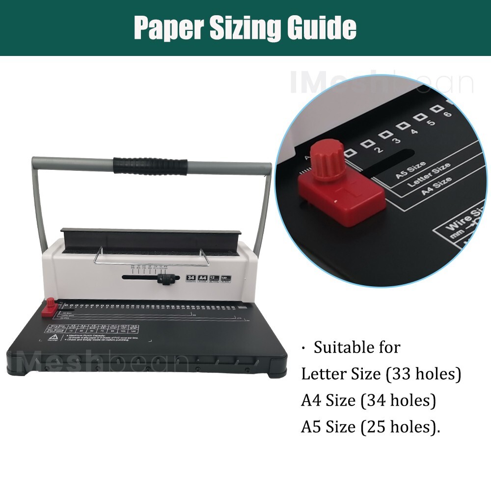 Manual Spiral Coil Binding Machine 34 Holes Puncher Documents Office 120 Sheets