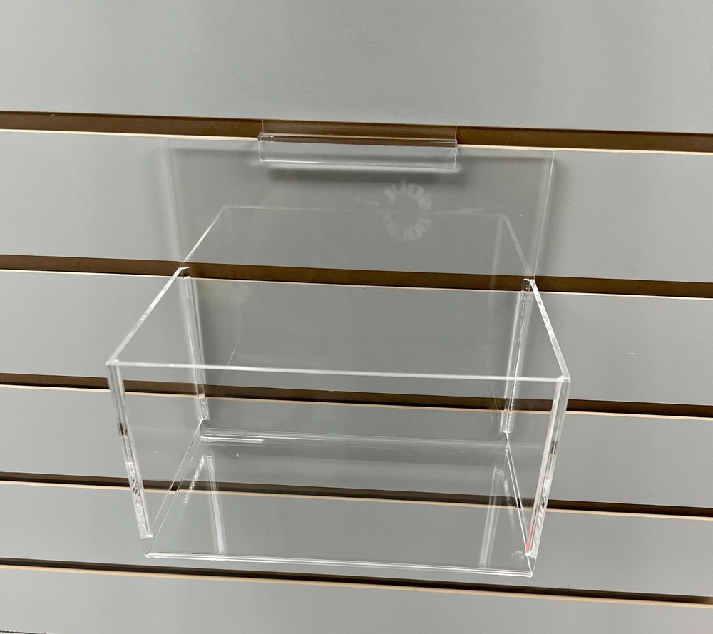 ExecuSystems Slatwall Acrylic Multi Use Merchandise Bin 7.75" Wide x 4.75" Deep