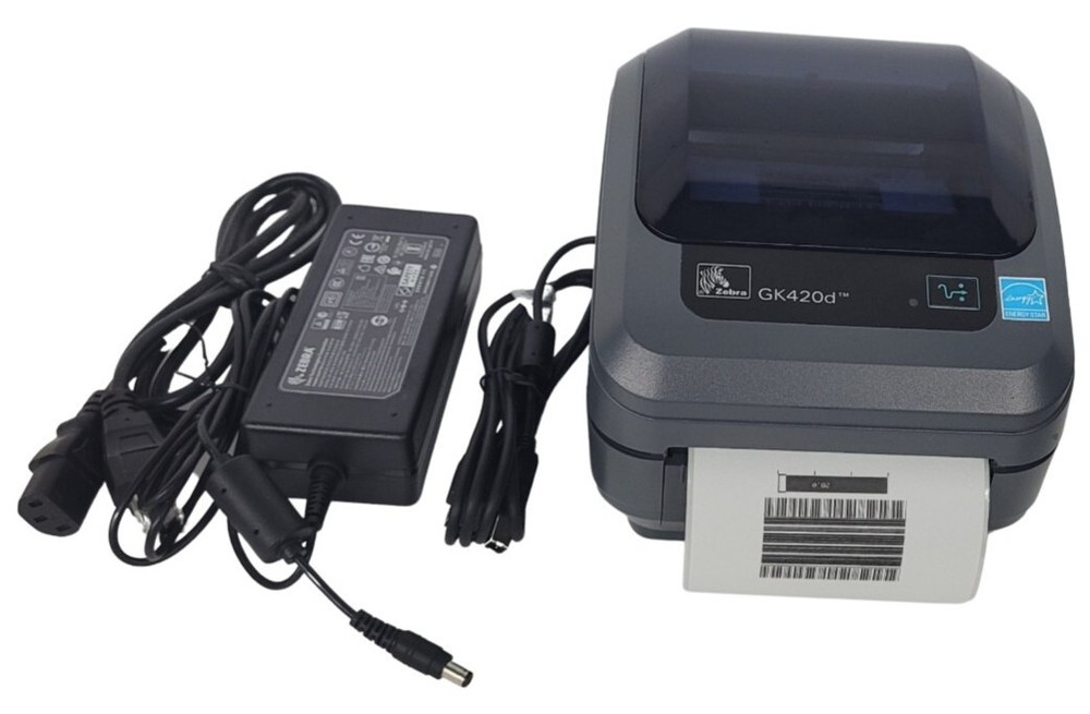 Zebra GK420D Barcode Label Printer INCLUDING POWER USED PRINTHEAD