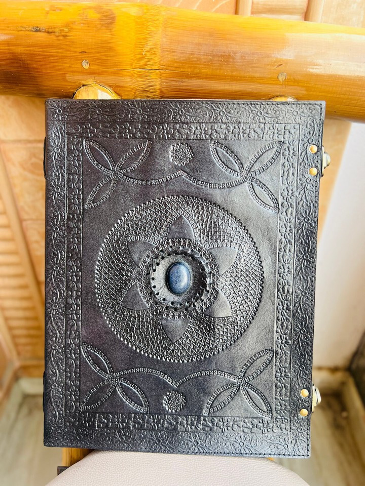 Refined Leather Goat Handmade Leather Journal beautiful Stone