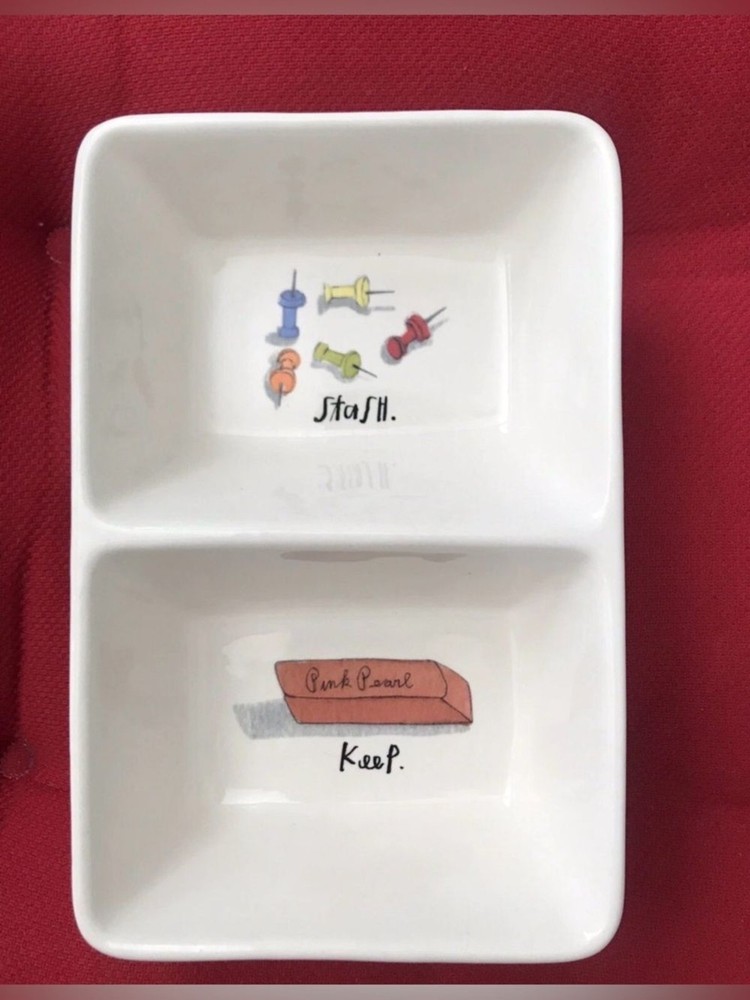 Rae Dunn Ceramic Desk Organizer Tray Stash Keep White