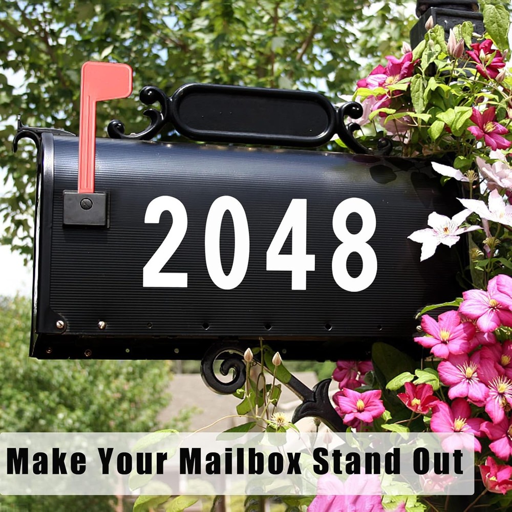 Reflective Mailbox Numbers for Outside - 30 Pcs Waterproof White