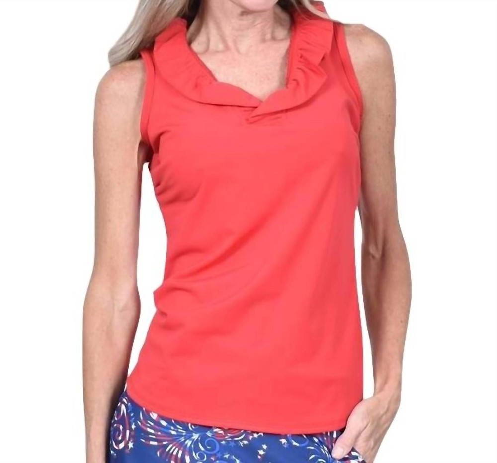 Southwind Pebble Beach Ruffle Top Red