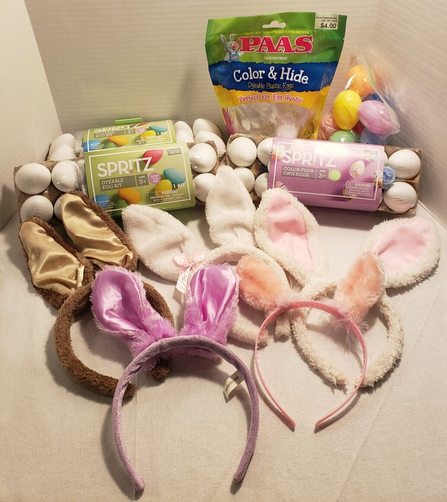 EASTER BUNDLE SET for KIDS - EGG DYE, PLASTIC EGGS, EASTER BUNNY EARS