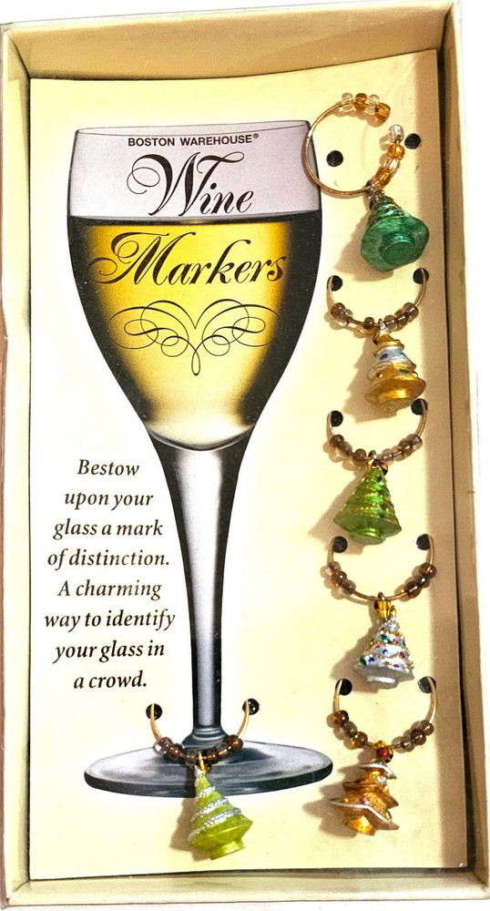 Very Nice 6pc Christmas Wine Glass Charms