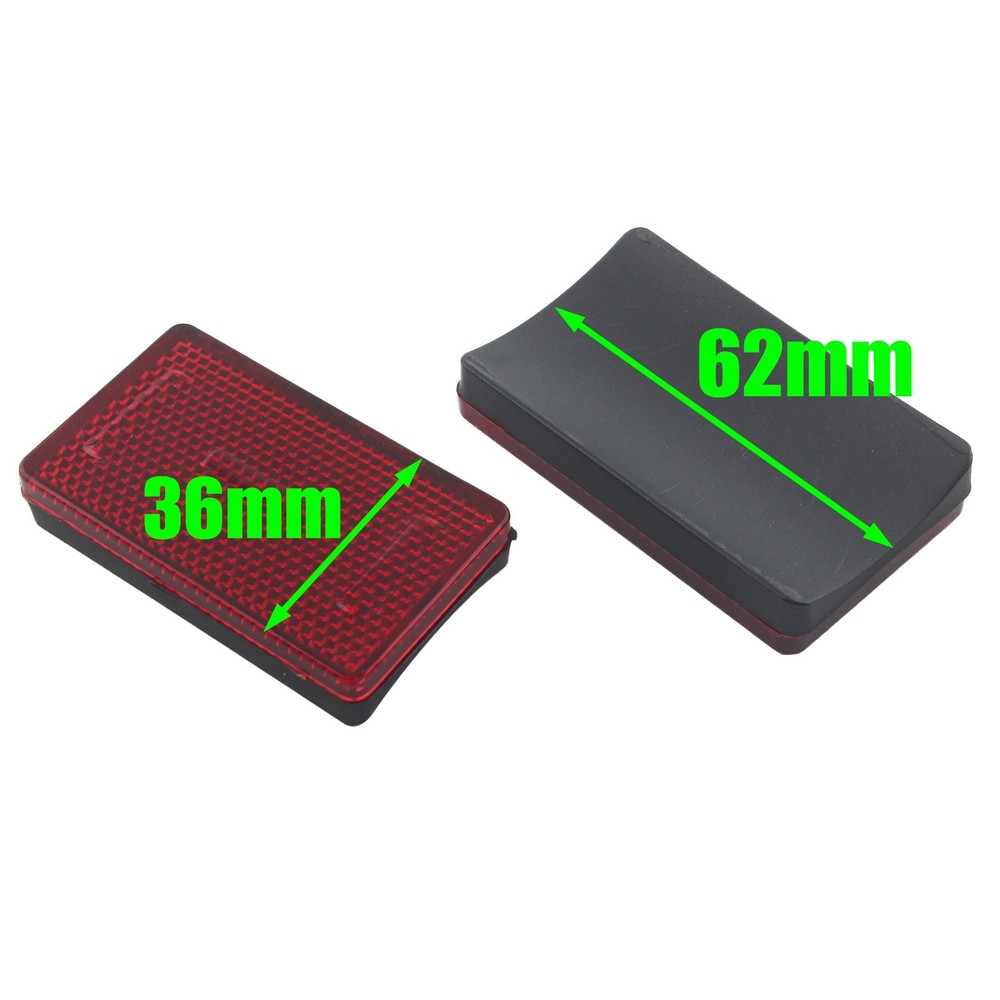 2PCS Red Rectangular Reflector For Universal Motorcycles ATV Dirt Bikes