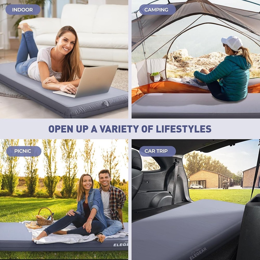 Camping Sleeping Pad with Multi-Function Electric Pump, 4’’ Ultra-Thick & 1100Lb