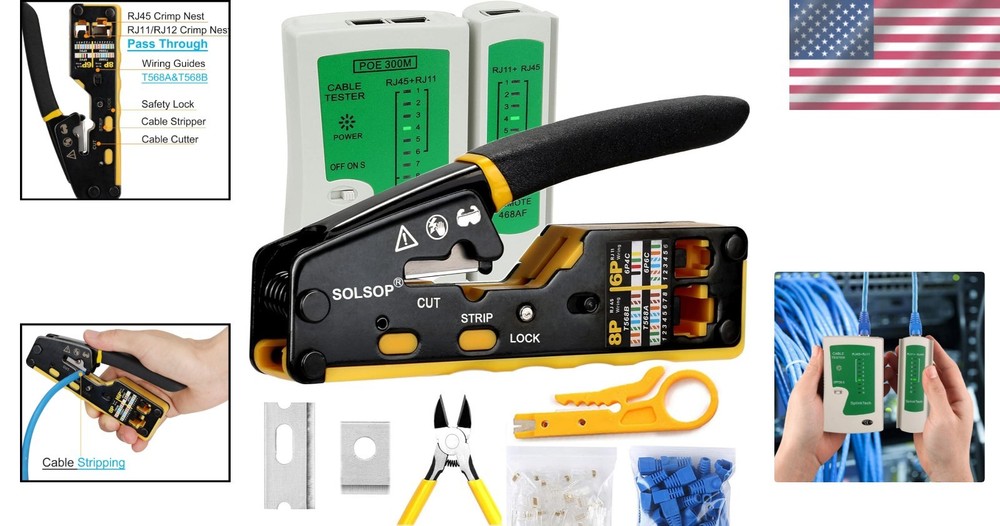 Efficient and Reliable RJ45 Crimp Tool Kit for Networking & Data Applications