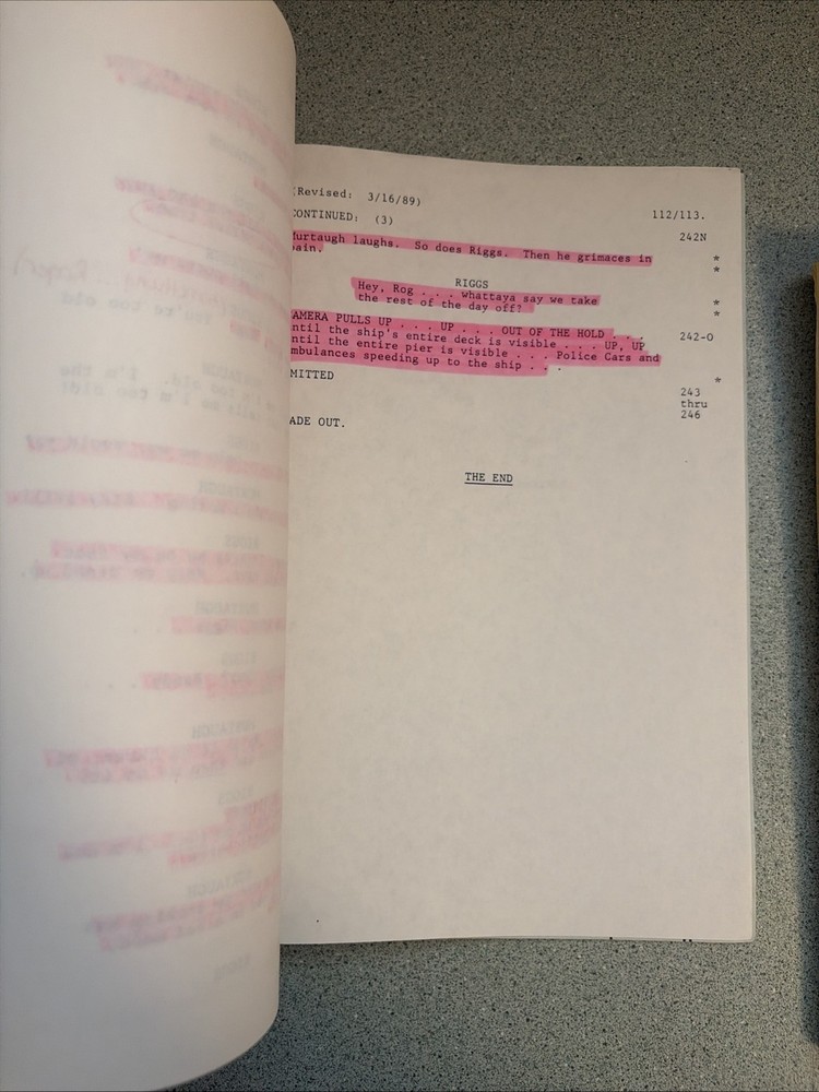 1989 LETHAL WEAPON 2 Movie Script + Production Notes Screenplay Shane Black