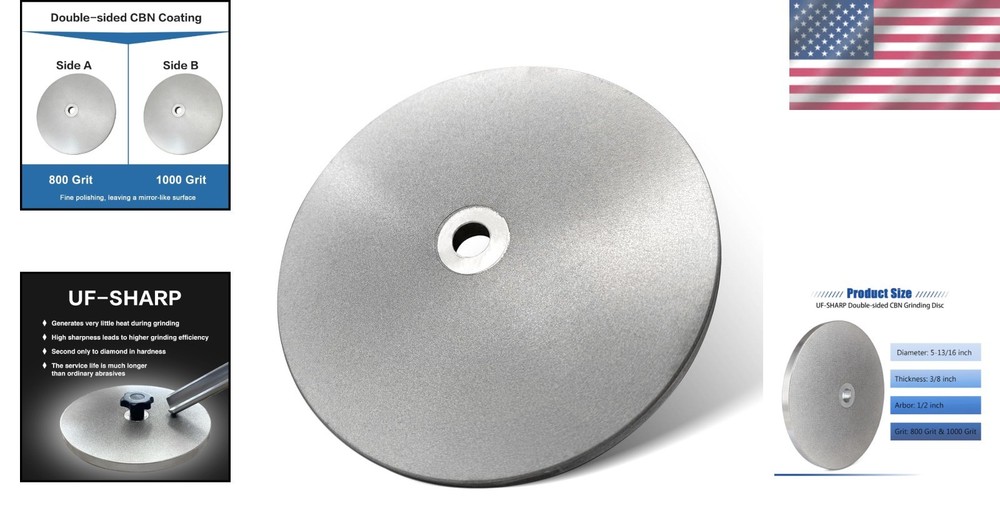 Double-Sided CBN Grinding Disk for Sharpening Woodworking Tools High Speed St...