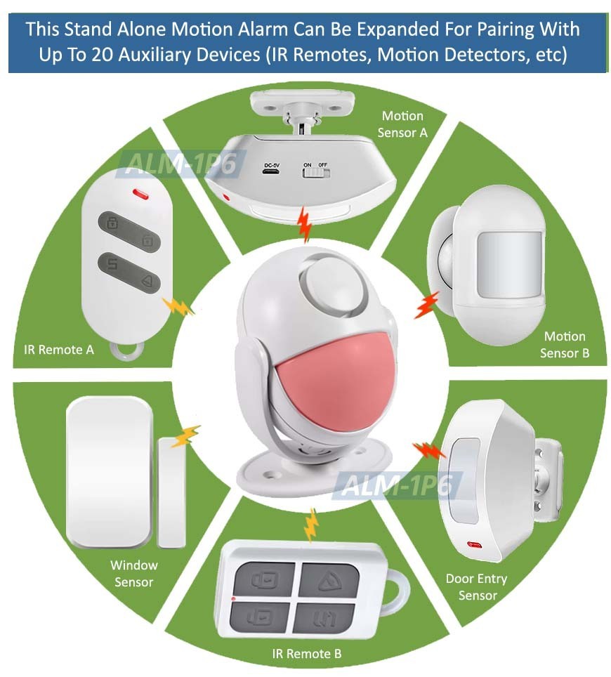 Wireless Motion Sensor Alarm W/ IR Remote 125dB Siren Perimeter Security System
