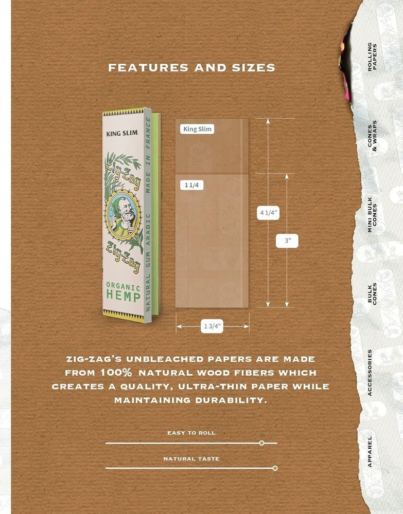 ZIG-ZAG Hemp Rolling Papers King Size - Vintage [Limited Edition] (24-Pack)
