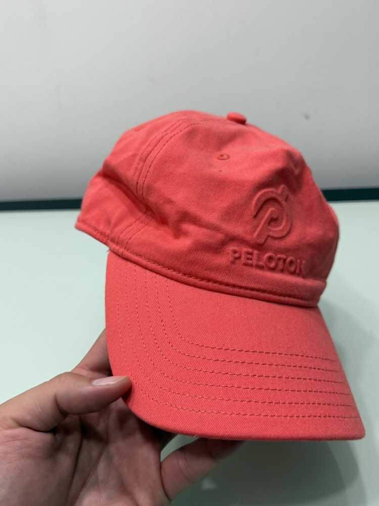 PELOTON Adjustable Strapback Hat Cap Embossed Logo CORAL