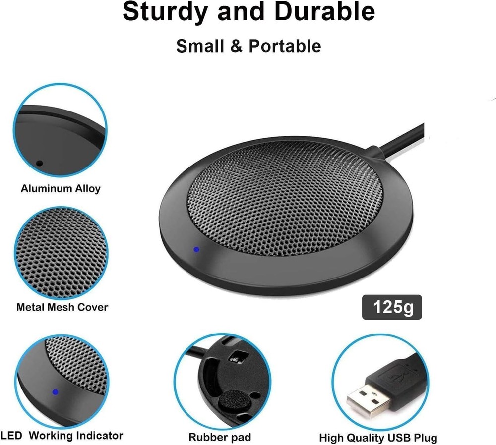 Conference USB Microphone, Computer Desktop Mic with LED Indicator, Plug & Play
