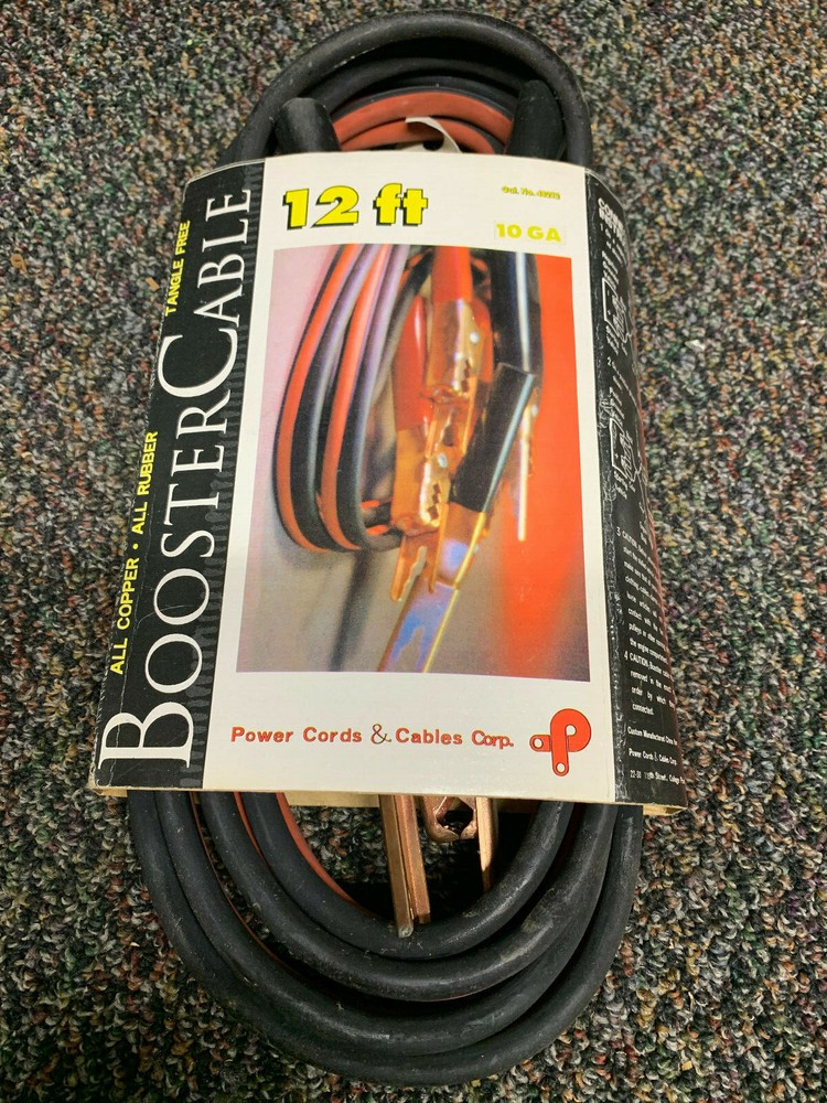 12' 10 Gauge Booster Cables New