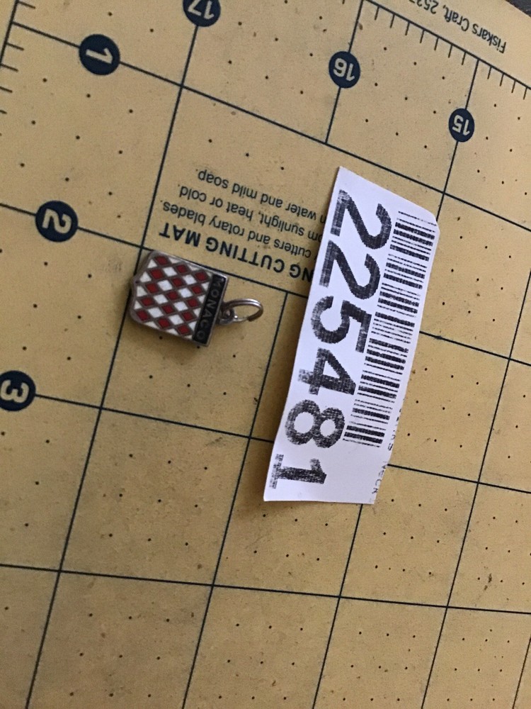 Vintage MONACO ~ SMALL SHIELD ~ Silver & ENAMEL Charm