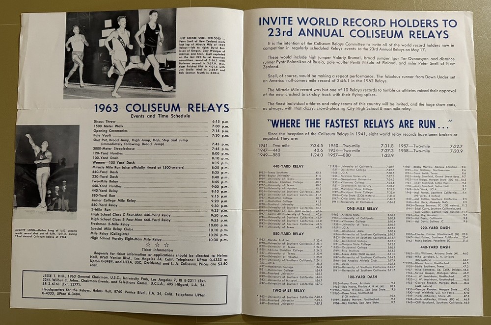 May 17 1963 Coliseum Relays Track & Field Program 23rd Annual