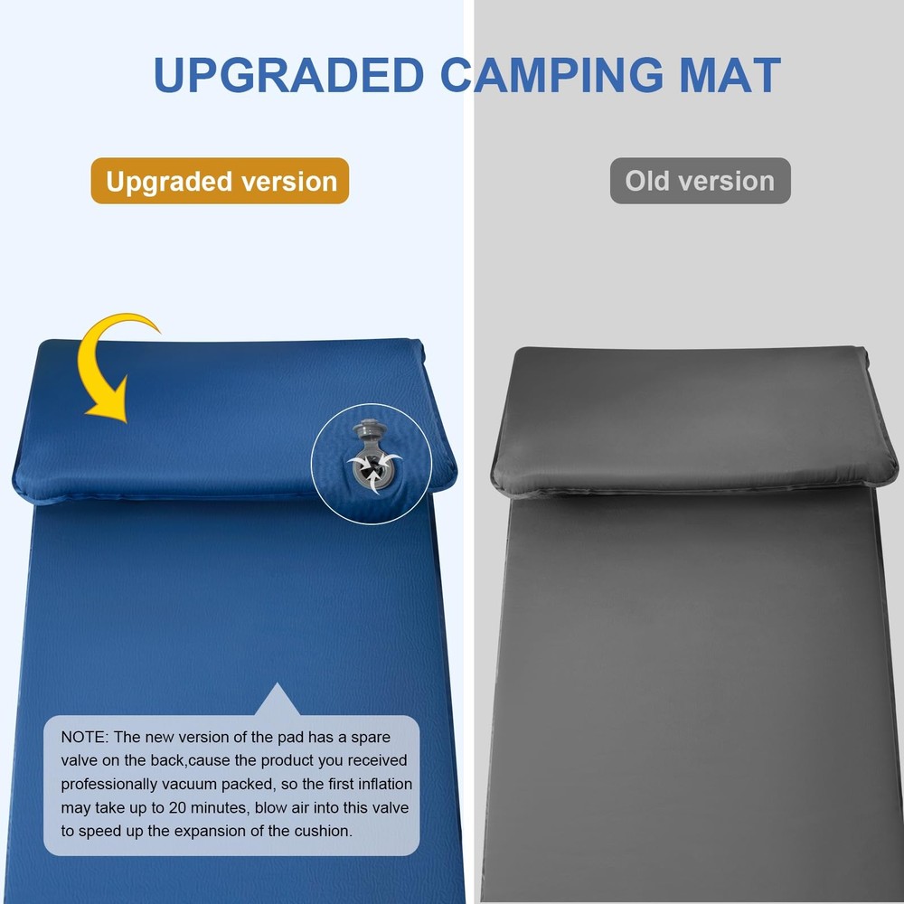 Self Inflating Sleeping Pad for Camping 3.1" Ultra-Thick Memory Foam Camping ...