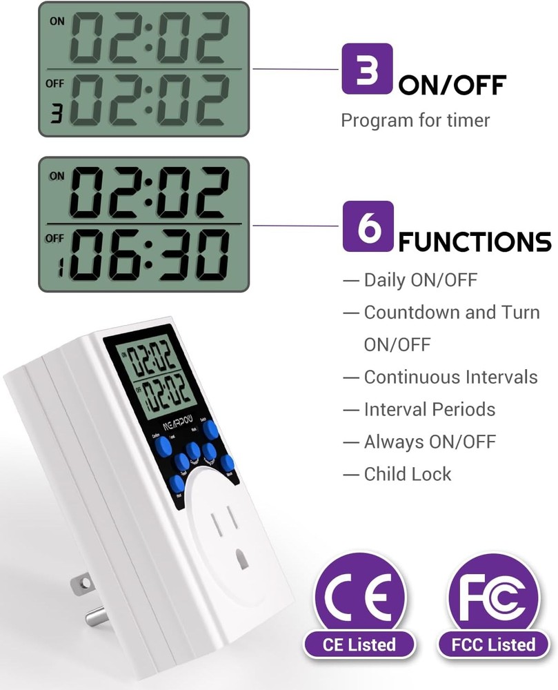 Timer Outlet, Nearpow Multifunctional Infinite Cycle Programmable Blue
